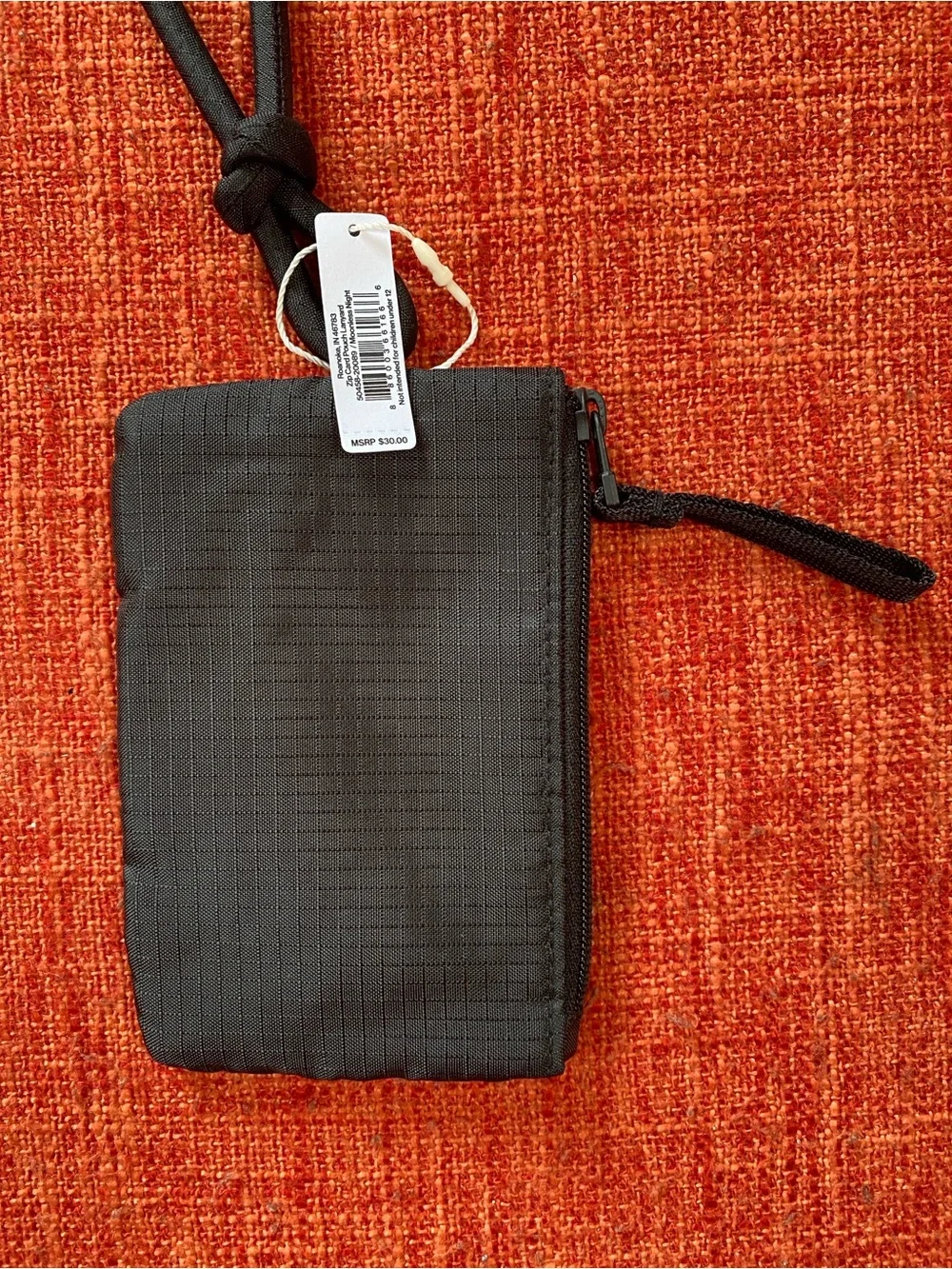 NWT Vera Bradley Nylon Black ID Zip Card Pouch Lanyard